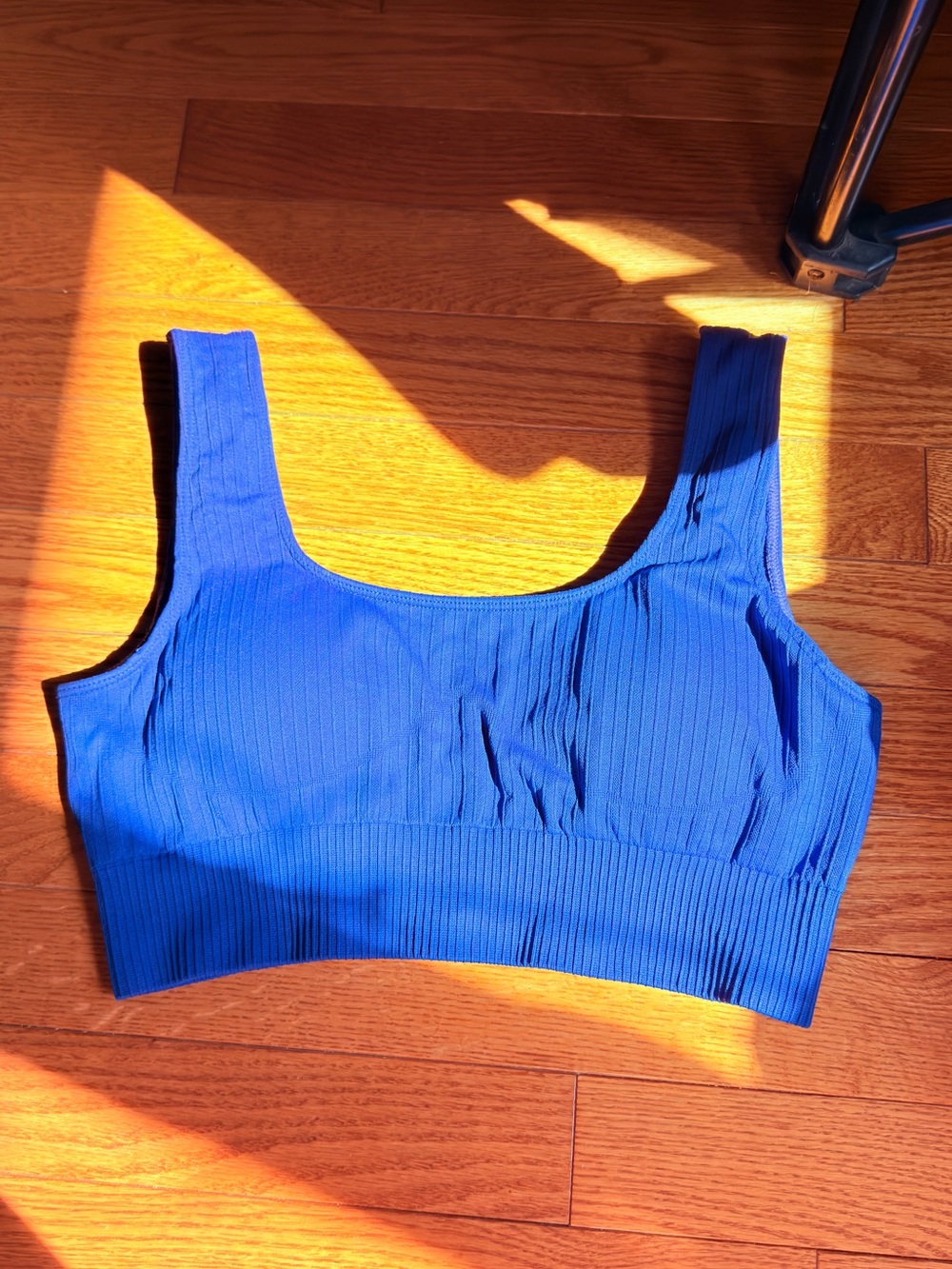 Ribbed Scoop-Neck Wireless Bralette - Cobalt Blue